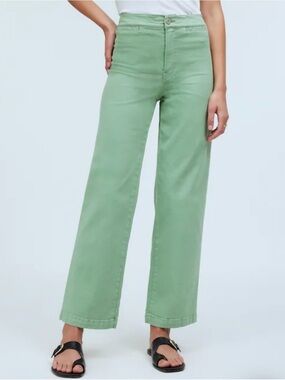 Madewell Emmett Wide Leg Crop Pant: Welt Pocket Edition- Pistachio, Size P26